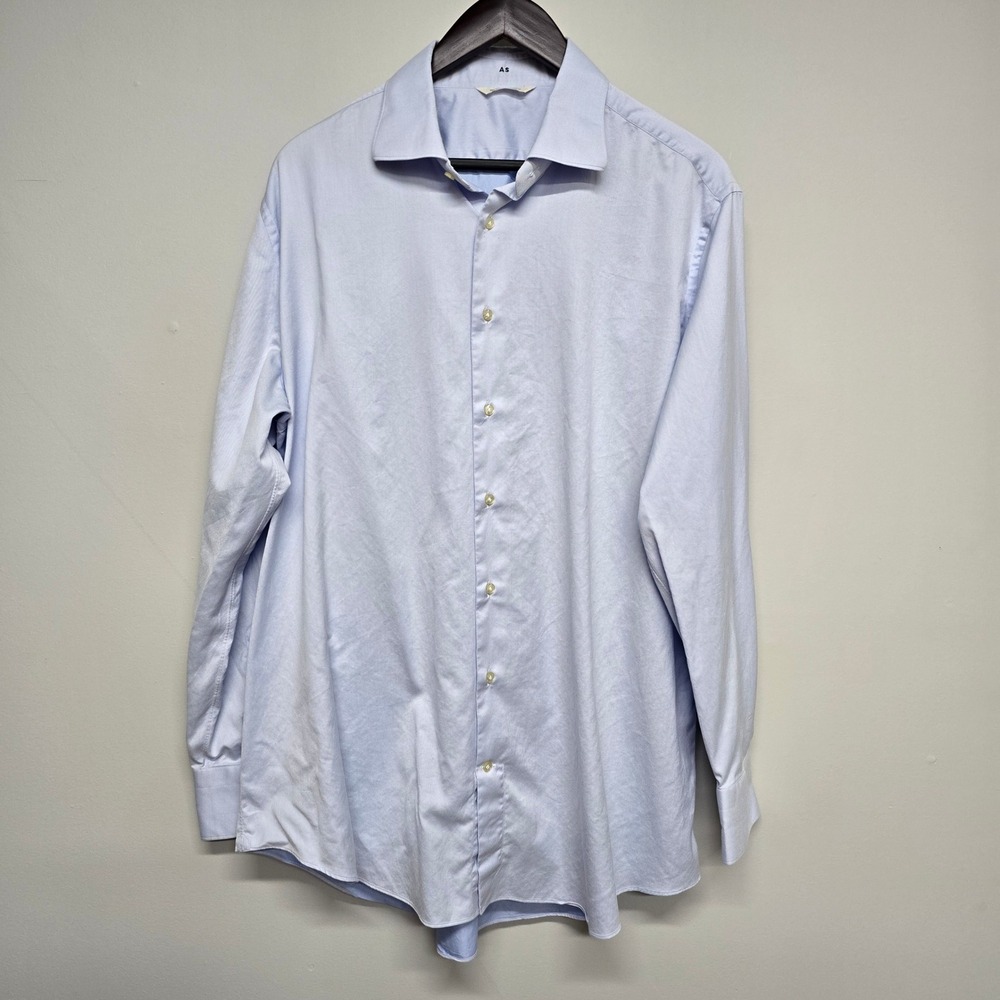 Suitsupply Dress Shirt Mens 2XL Light‎ Blue Albini Cotton Slim Fit Professional